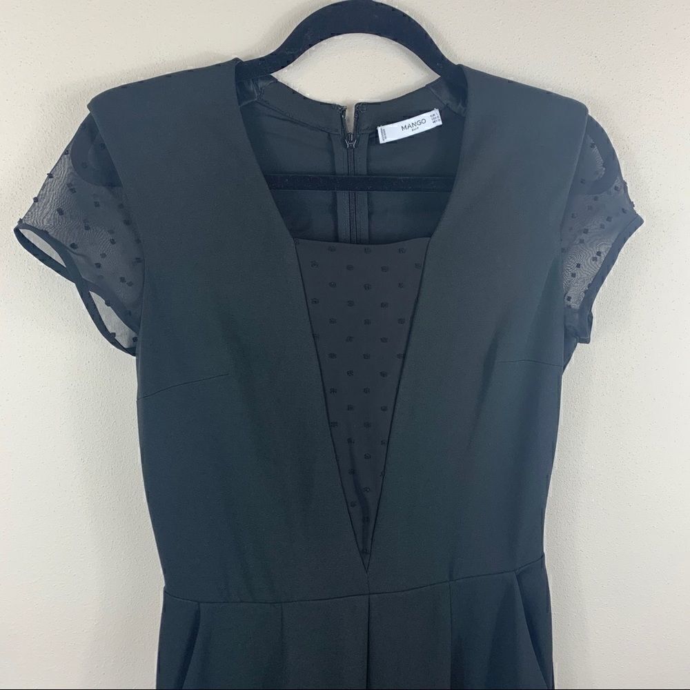 Mango black full pant jumpsuit SO CUTE! pockets XS (E1)